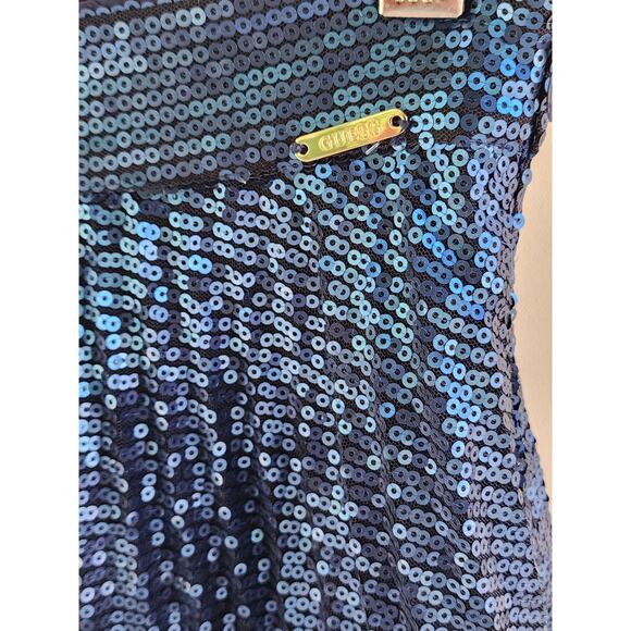 Guess Pleated Sequin Midi Skirt Blue 27 / US 4 | Holiday Glam - Picture 6 of 8
